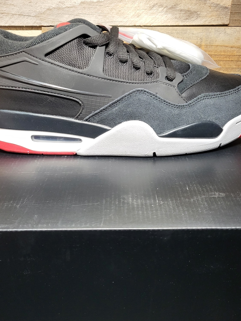 *NEW* Nike Air Jordan 4 RM Black/Varsity Red-Wolf Grey Size Men’s 13